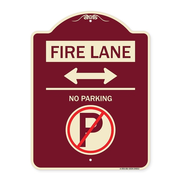 Fire Lane No Parking Heavy-Gauge Aluminum Architectural Sign, 24" x 18", BU-1824-24013